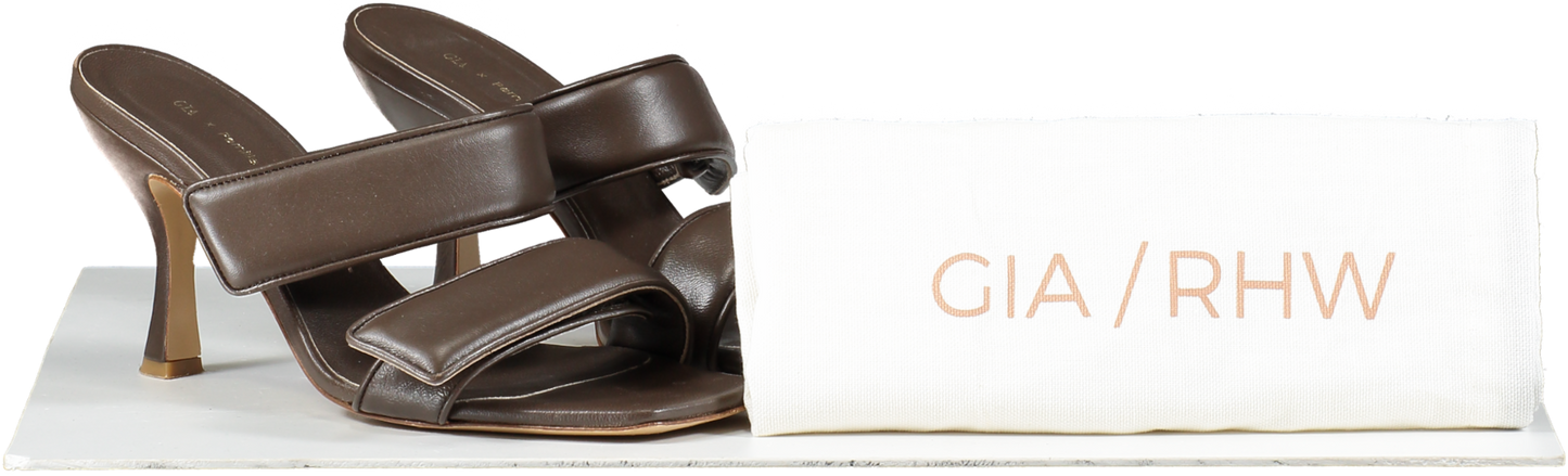 GIA BORGHINI X Pernille Teisbaek Perni 03 Leather Sandals In Brown UK 6 EU 39 👠