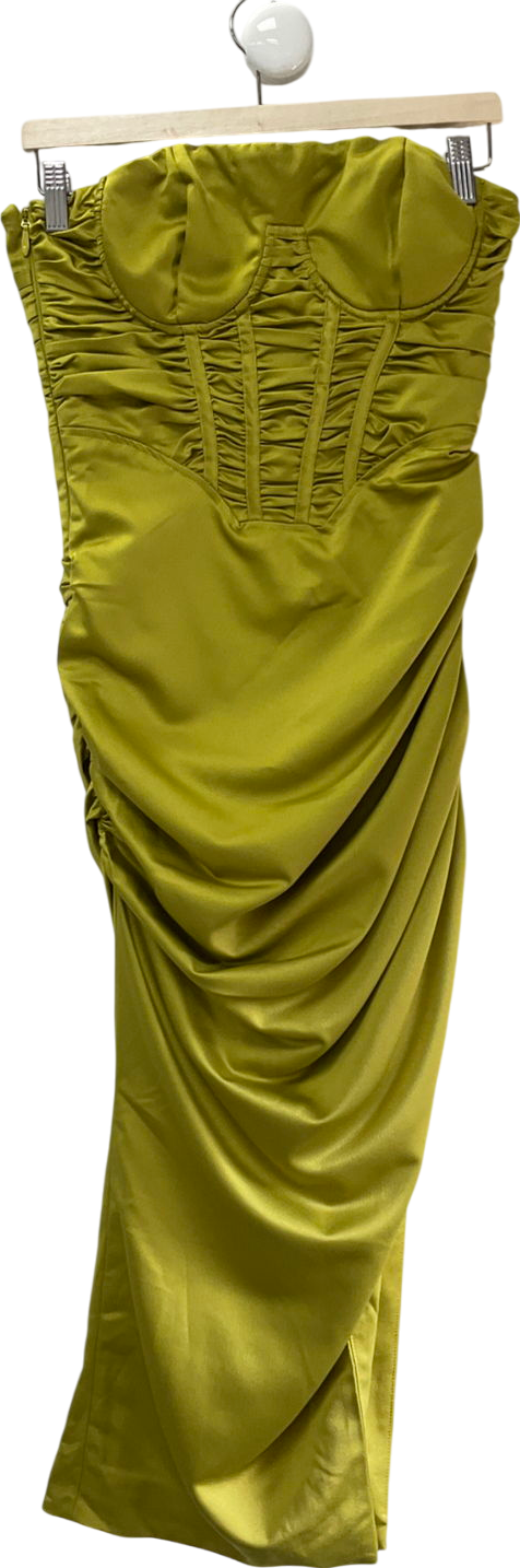 PrettyLittleThing Green Silk Chiffon Midi UK 10