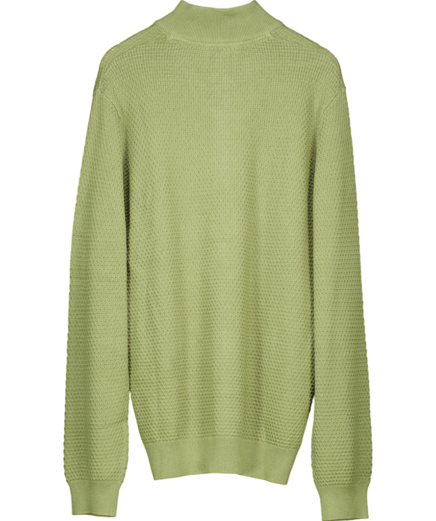 Crew Clothing Green Organic Cotton Half Zip Logo Jumper UK XL