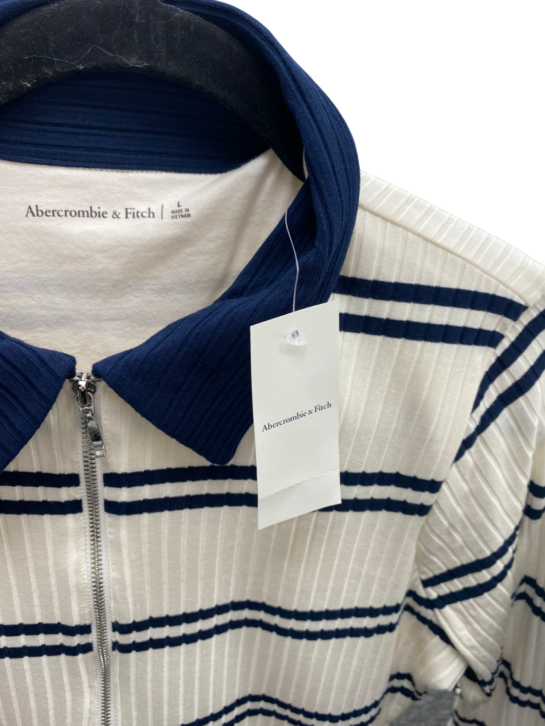 Abercrombie & Fitch Cream Zip Up Polo Top UK L