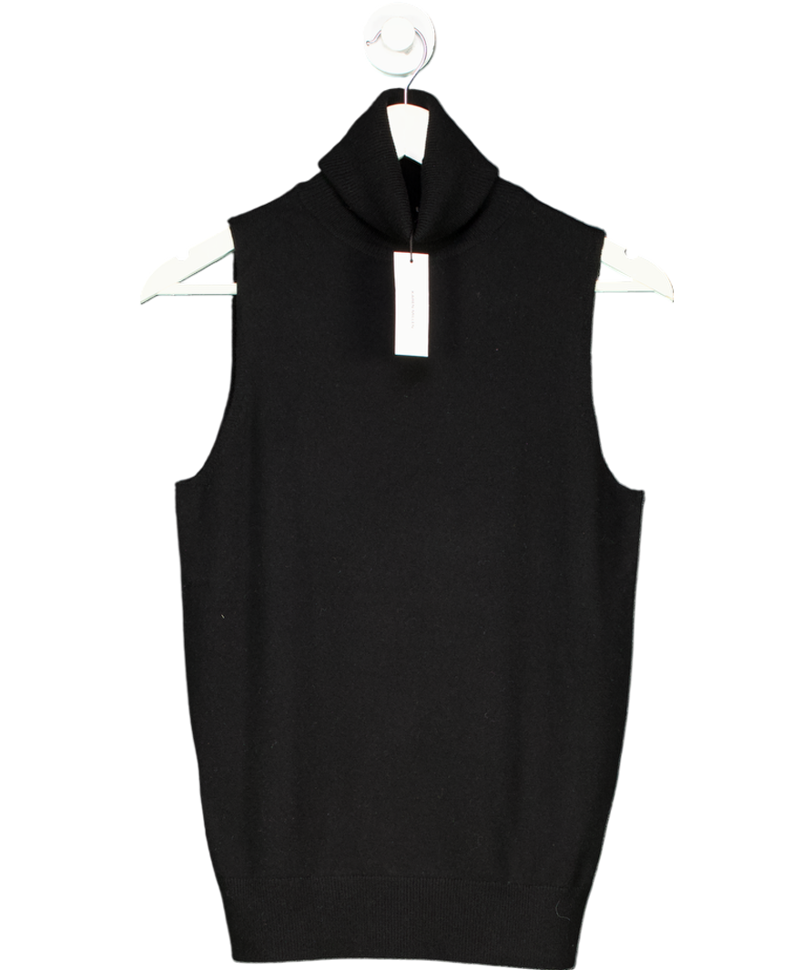 Karen Millen Black Cashmere Wool Blend Sleeveless Roll Neck Top UK S
