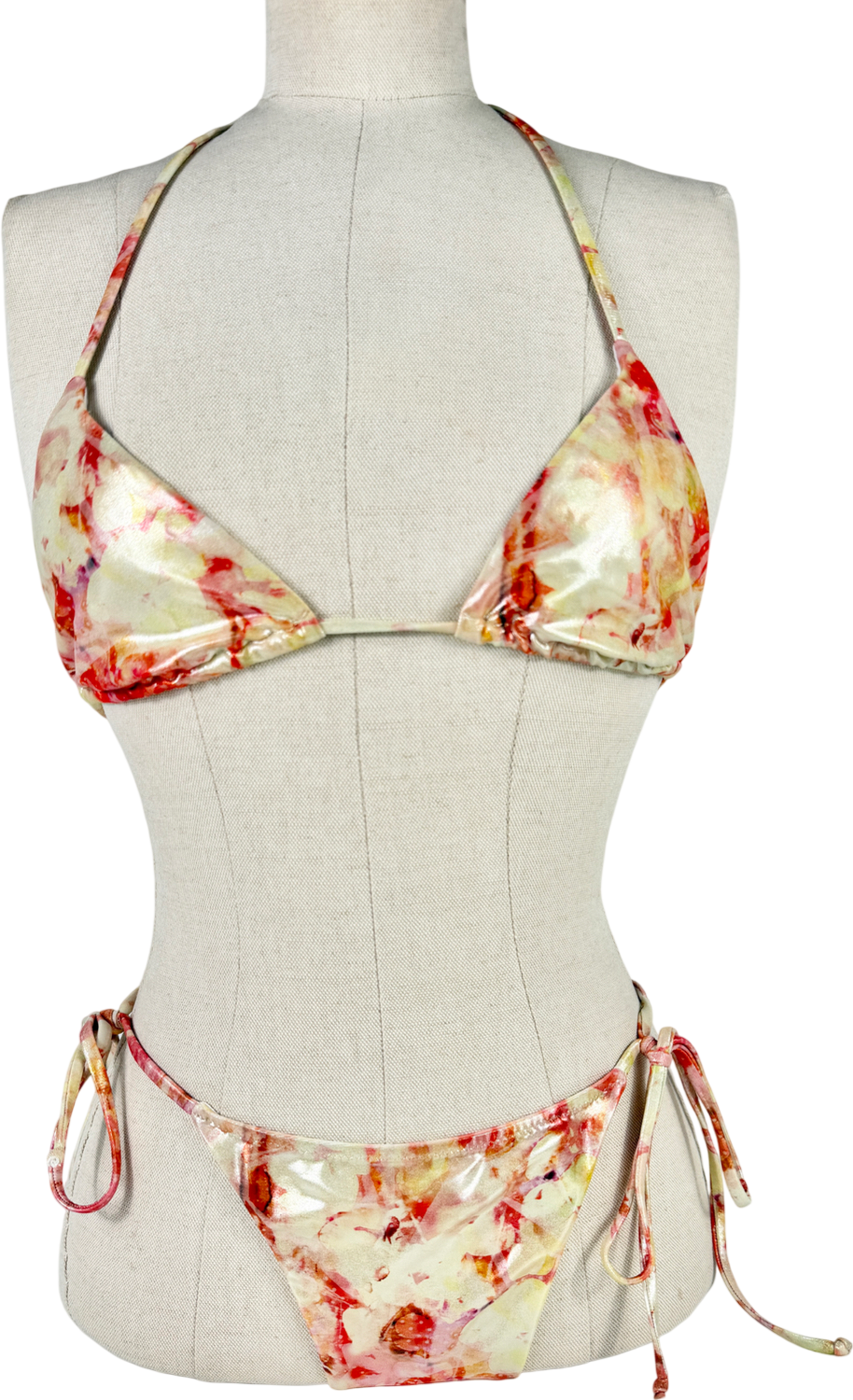 PEACHY DEN Multicoloured Kimora Metalic Bikini Orange Soda UK XS