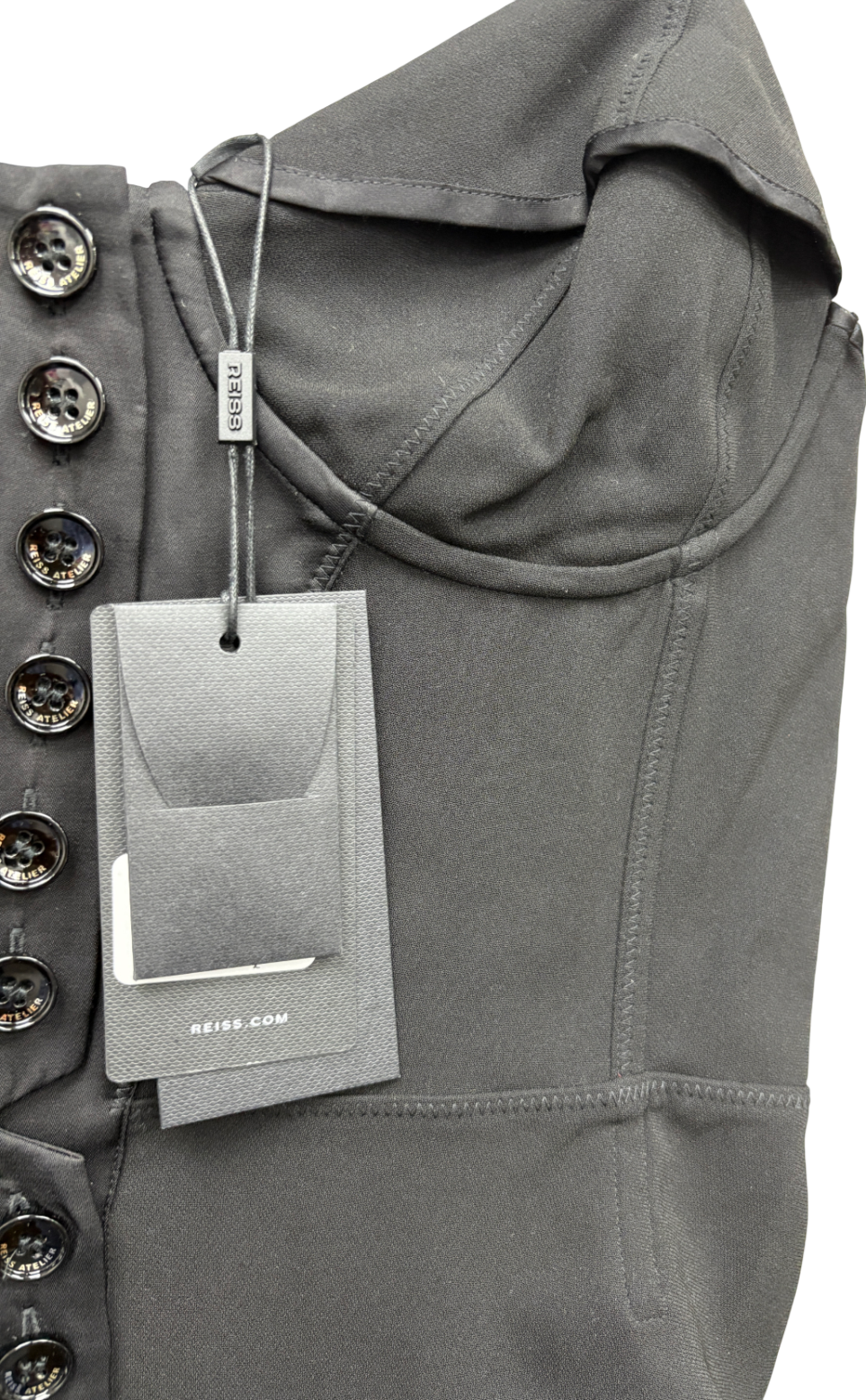 REISS Black Embellished Corset Top UK 14