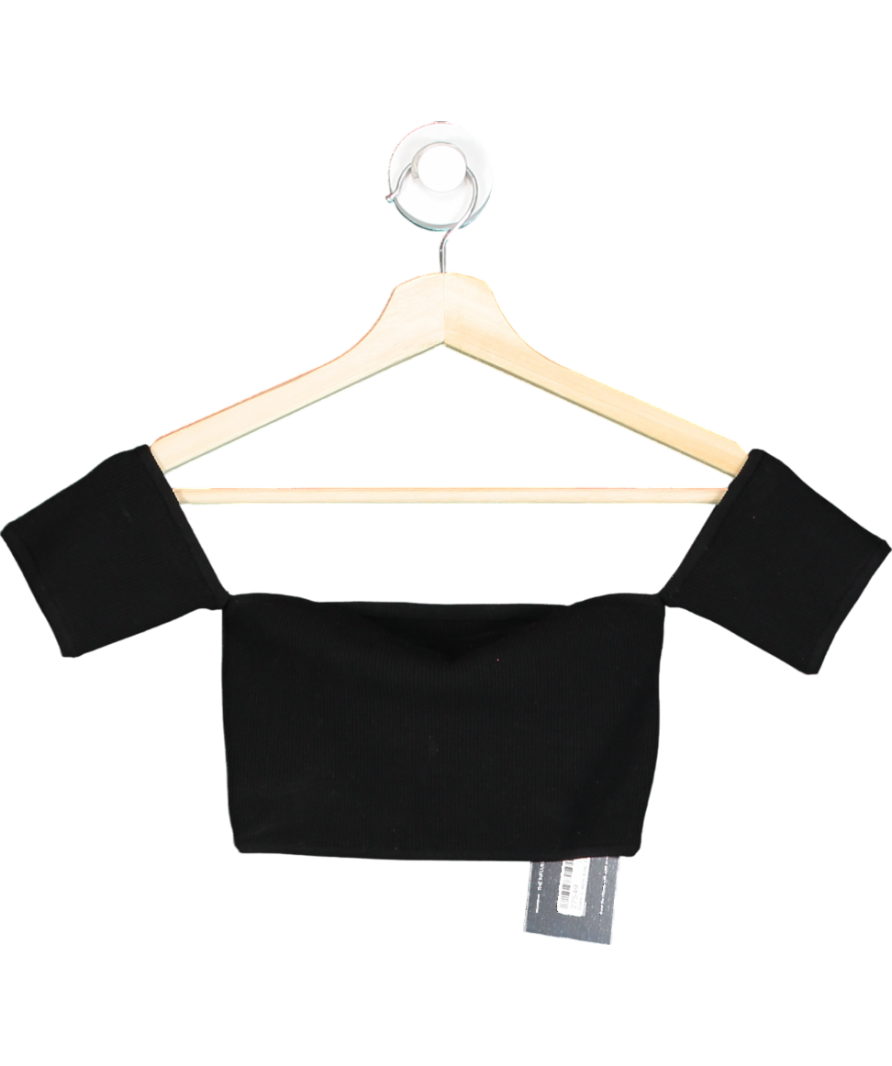 WRSTBHVR Black Ribbed Knit Crop Top UK XS