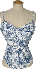 Amazon Blue Toile Print Swimsuit With Sarong UK L