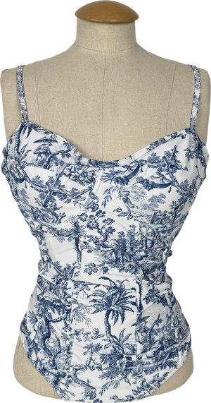 Amazon Blue Toile Print Swimsuit With Sarong UK L