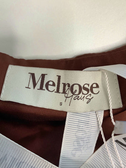 Melrose Haus Brown Ruffle Crop Top and Skirt Set S