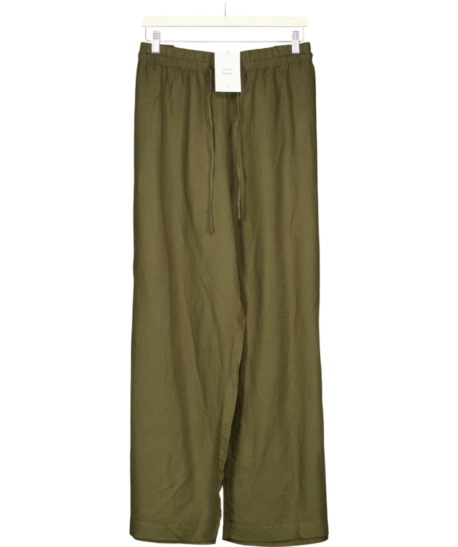 H&M Green Wide Linen-blend Trousers UK XXL
