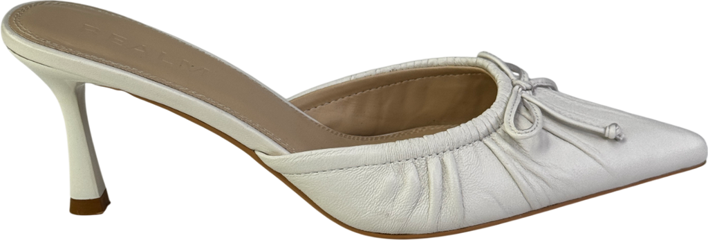 REALM The Courts Vintage White Leather Kitten Heel Mules UK 6 EU 39 👠