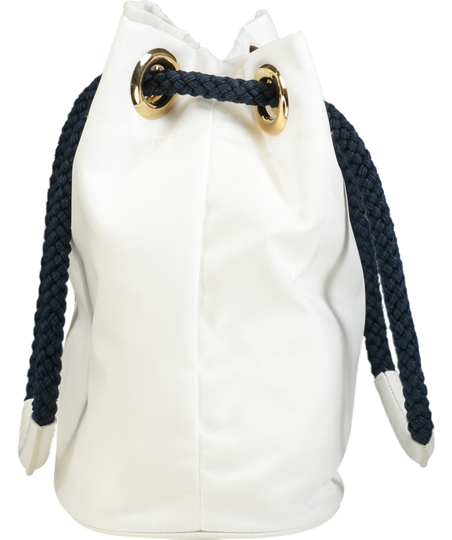 Prada Mariner Re-nylon White / Baltic Blue Small Triangle Logo Bucket Bag