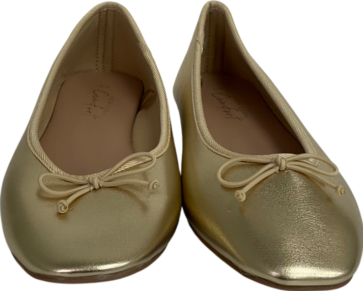 New Look Gold Metallic Leather-look Ballerina Pumps UK 5 EU 38 👠