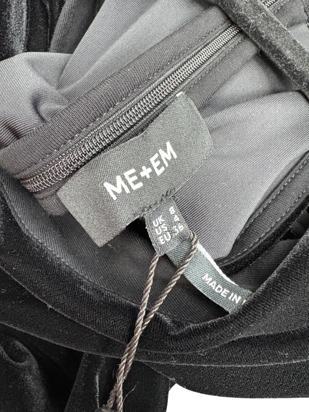 ME + EM Black Fluid Velour Halterneck Top UK 8