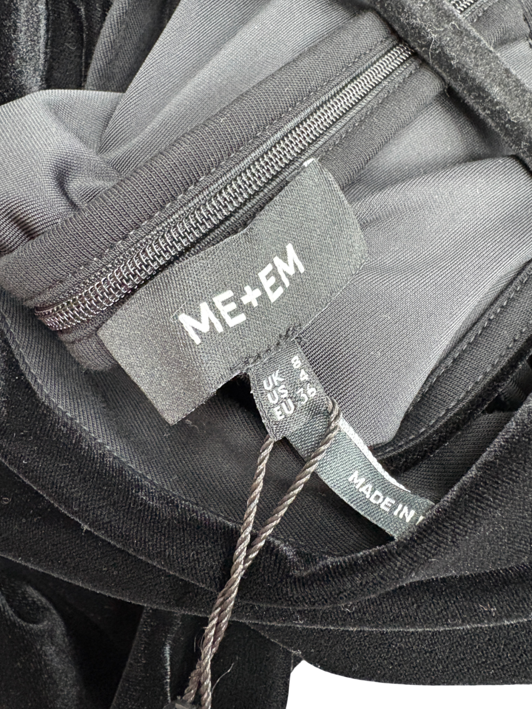 ME + EM Black Fluid Velour Halterneck Top UK 8