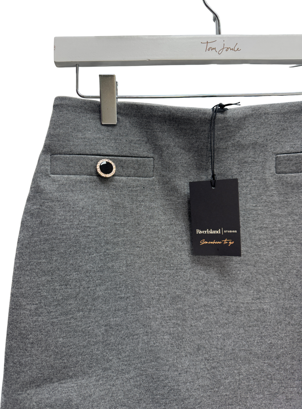 River Island Grey Button Detail Mini Skirt UK S