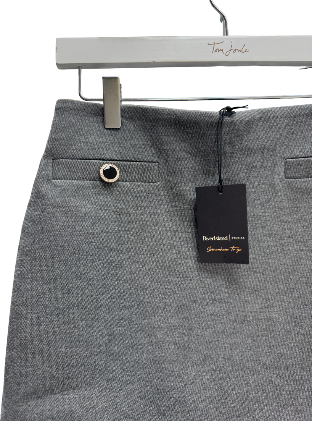 River Island Grey Button Detail Mini Skirt UK S