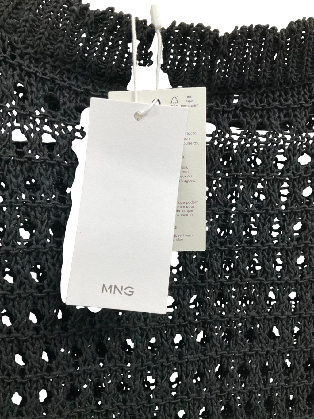 MANGO Black Crochet Knitted T-shirt UK M