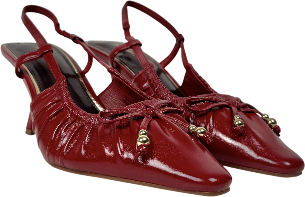 River Island Red Ruched Bow Court Heels UK 4 EU 37 👠