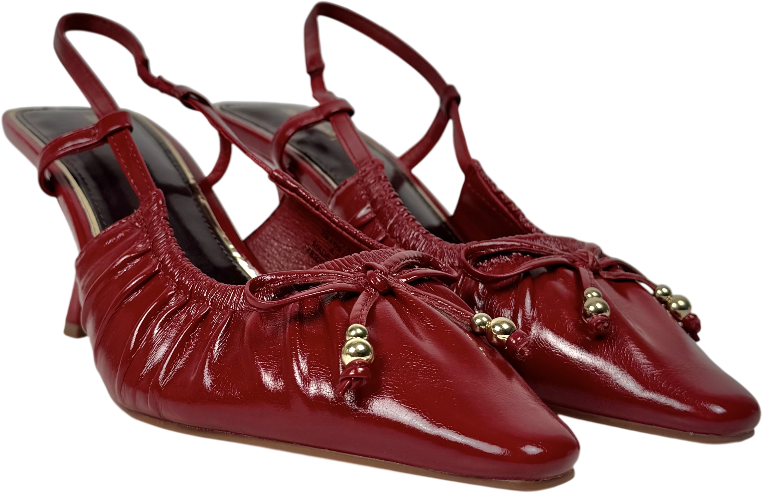River Island Red Ruched Bow Court Heels UK 4 EU 37 👠