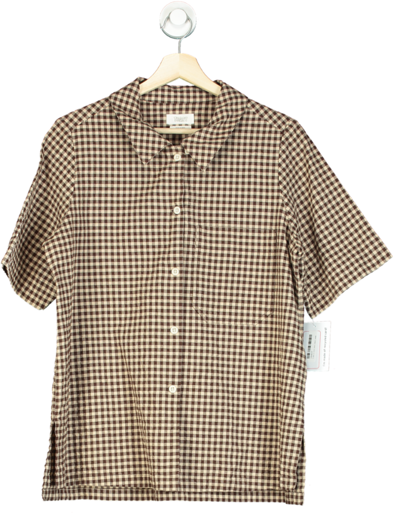 Toast Brown Checkered Short Sleeve Shirt UK M