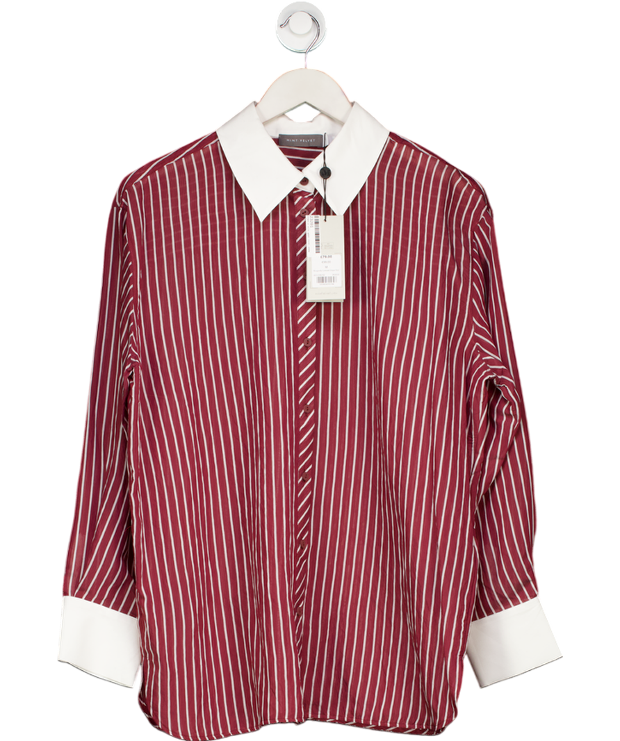 Mint Velvet Red Burgundy Striped Long Sleeve Shirt UK M
