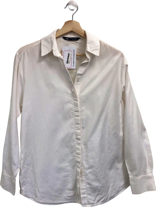 Zara White Classic Collar Shirt UK XS