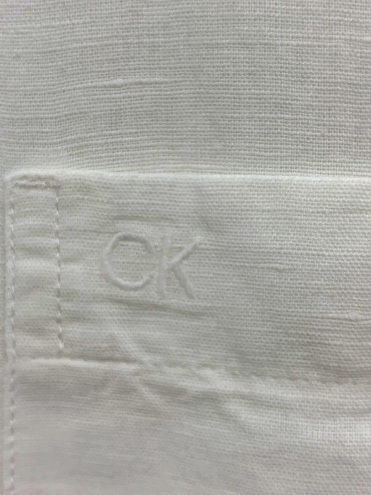 Calvin Klein White Linen-Blend Shirt UK M