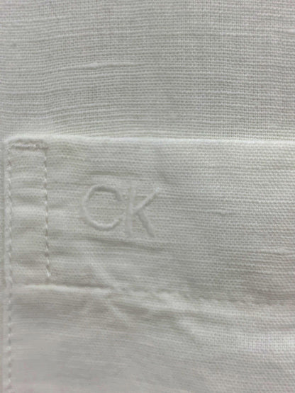 Calvin Klein White Linen-Blend Shirt UK M