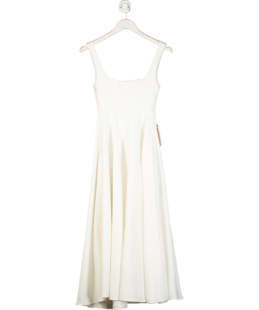 Odd Muse White High Waist Square Neck Midi Dress UK XS