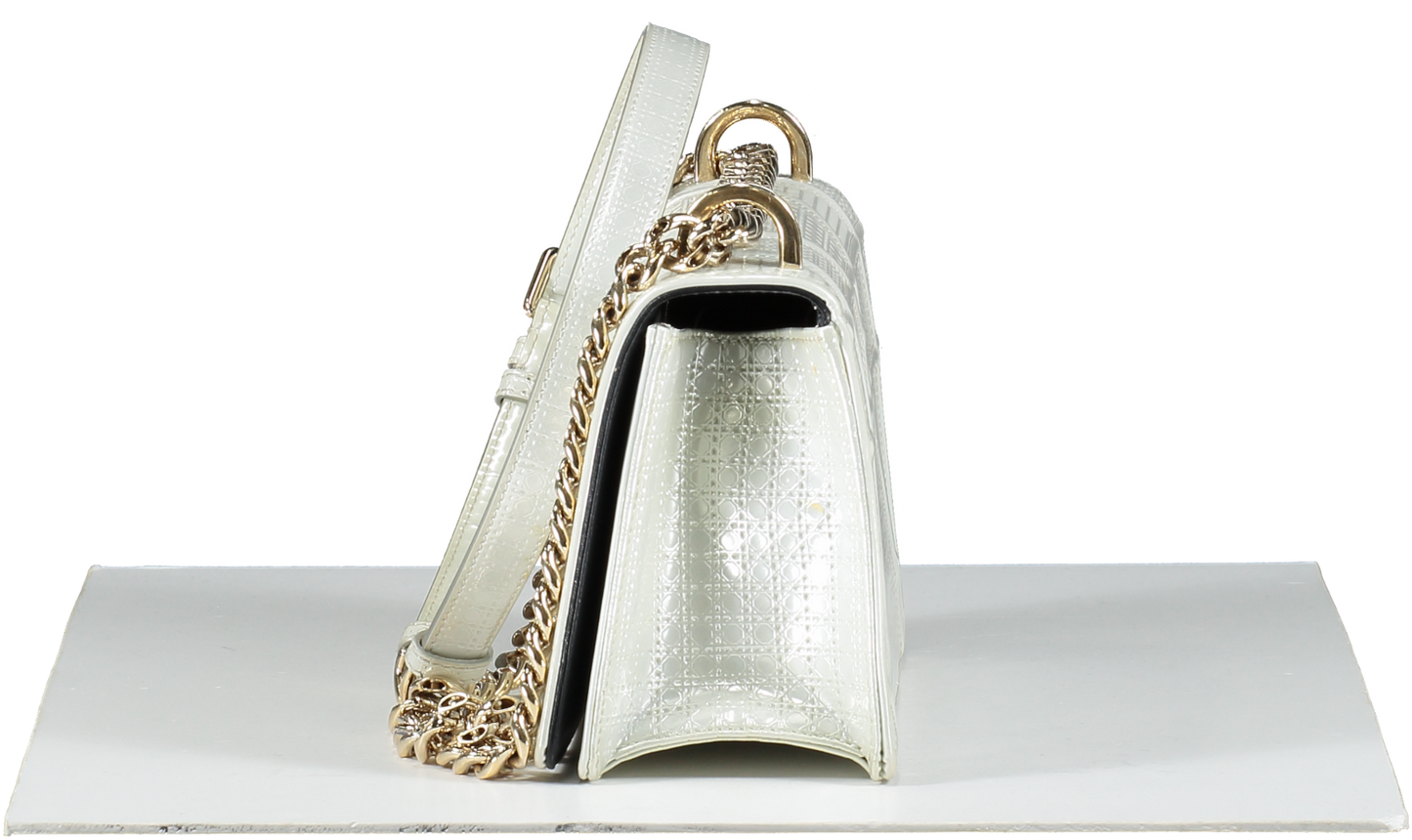 Dior Diorama White Pearl Patent Leather Crossbody Bag