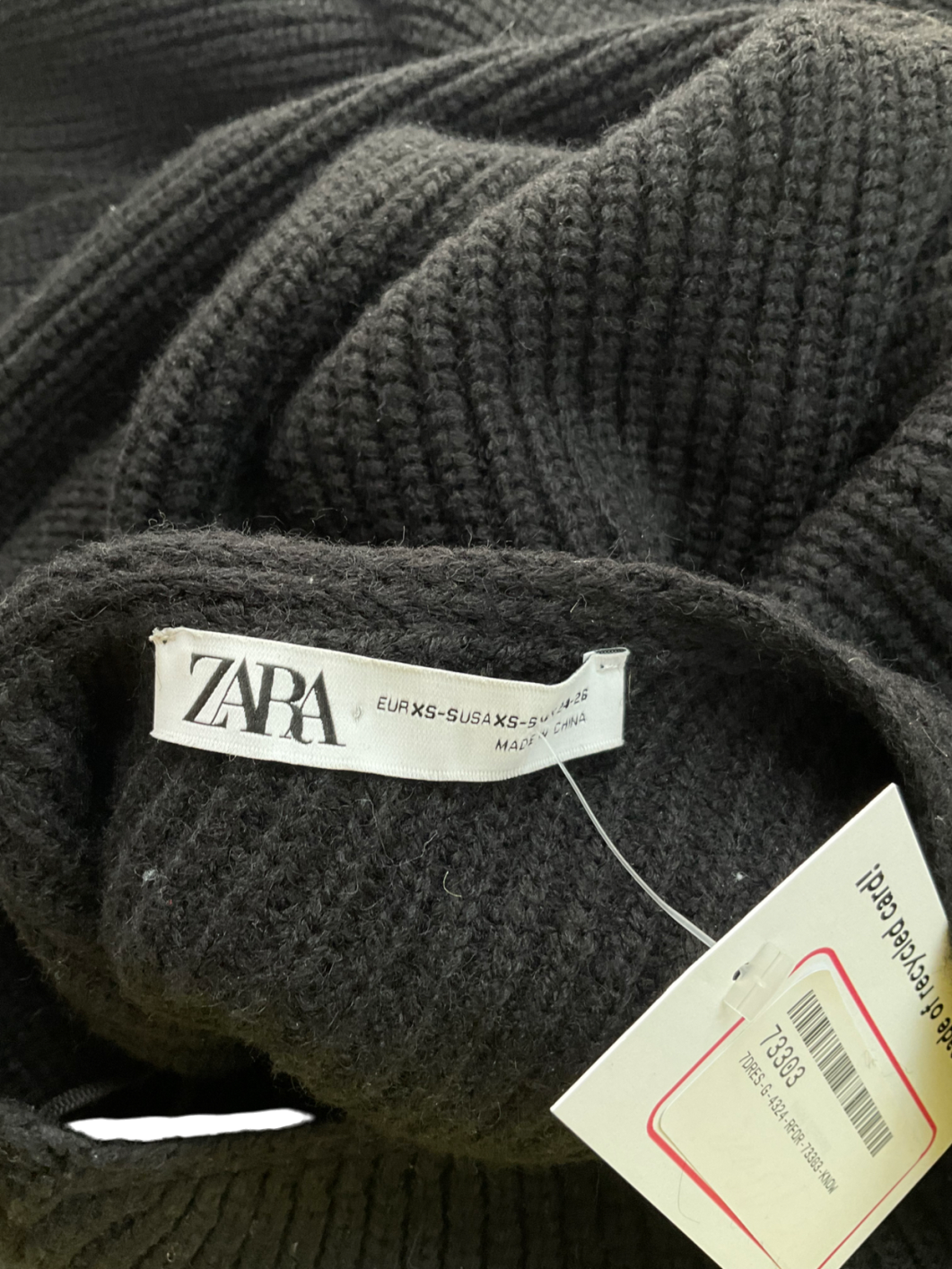 ZARA Black Knitted One Shoulder Jumper Dress UK 8