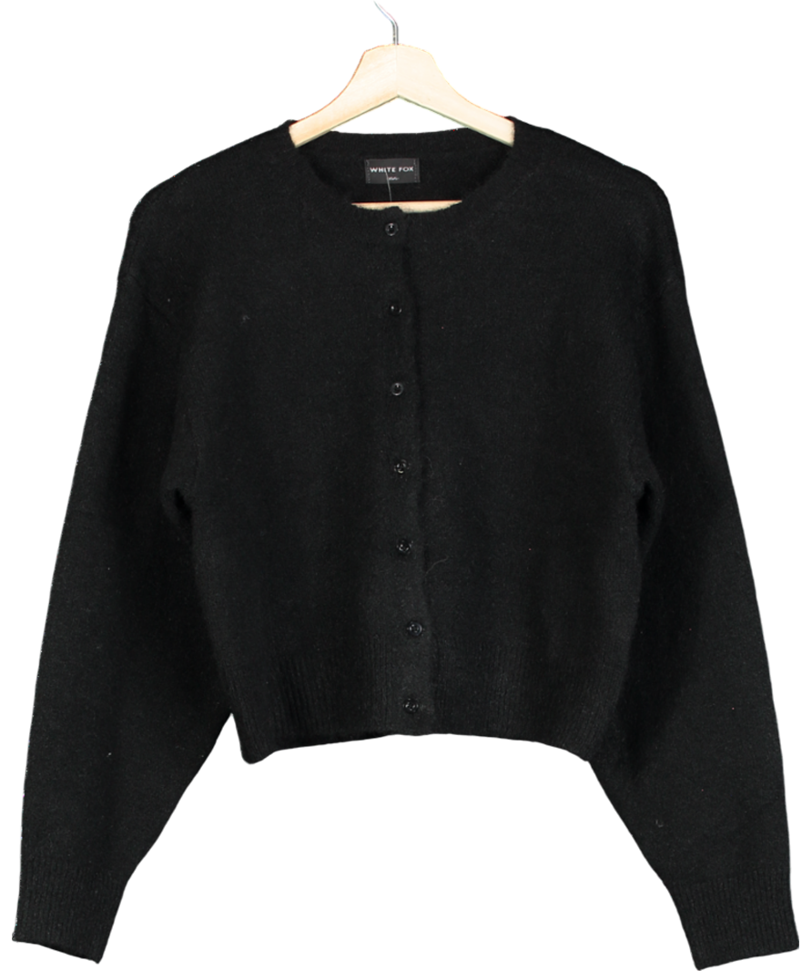 White Fox Warm Whispers Knit Cardigan Black UK XS/S