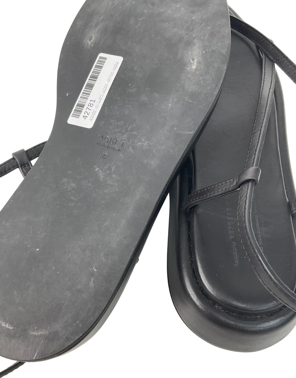 Arket Black Nodi Leather Sandals UK 6 EU 39 👠