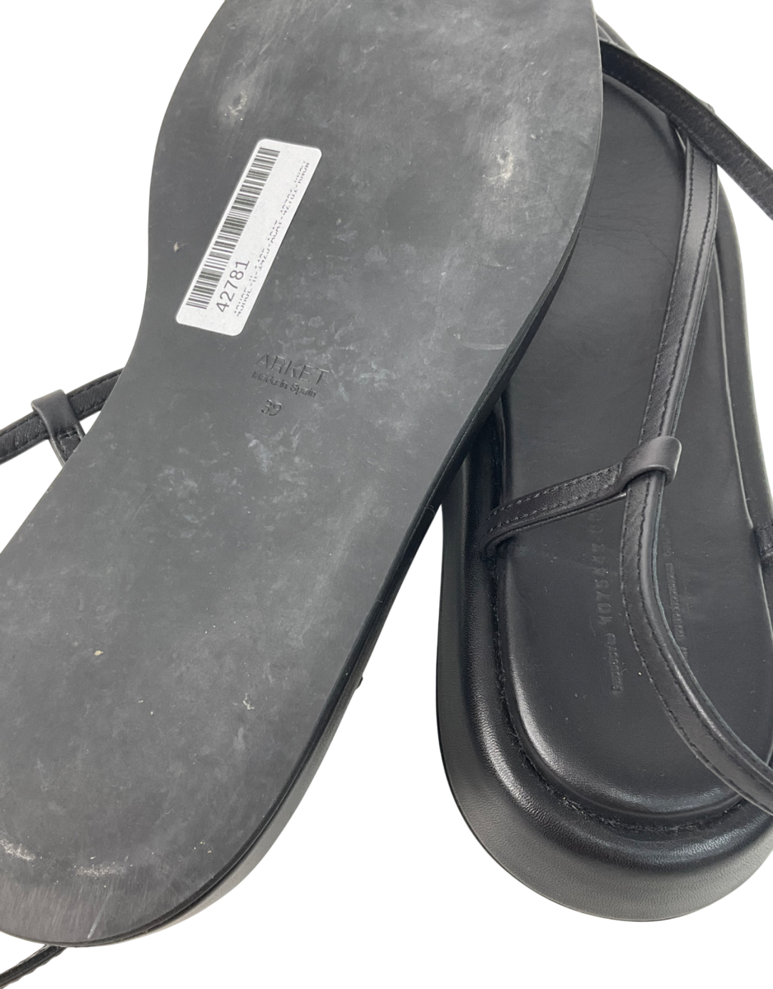 Arket Black Nodi Leather Sandals UK 6 EU 39 👠