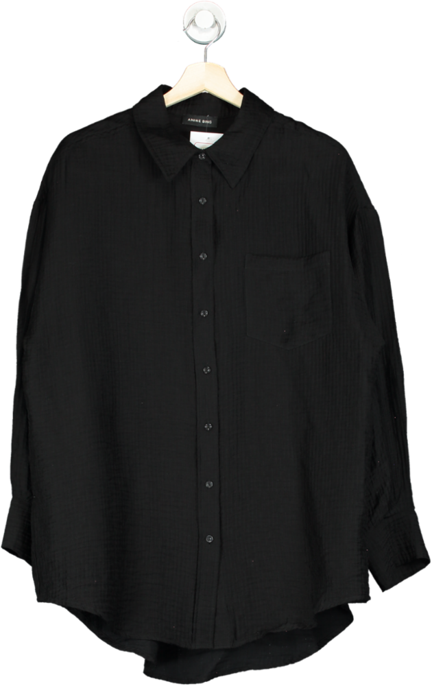 Anine Bing Black Tio Button-Up Shirt UK M