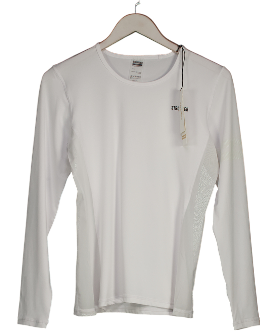 Stronger White Long Sleeve Activewear Top UK M