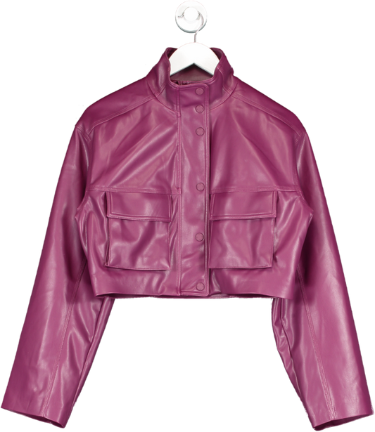 alo yoga Purple Faux Leather Power Hour Jacket UK S