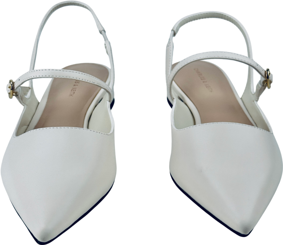 CHARLES & KEITH Roxane Slingback Mary Jane Flats - Chalk White UK 6 EU 39 👠