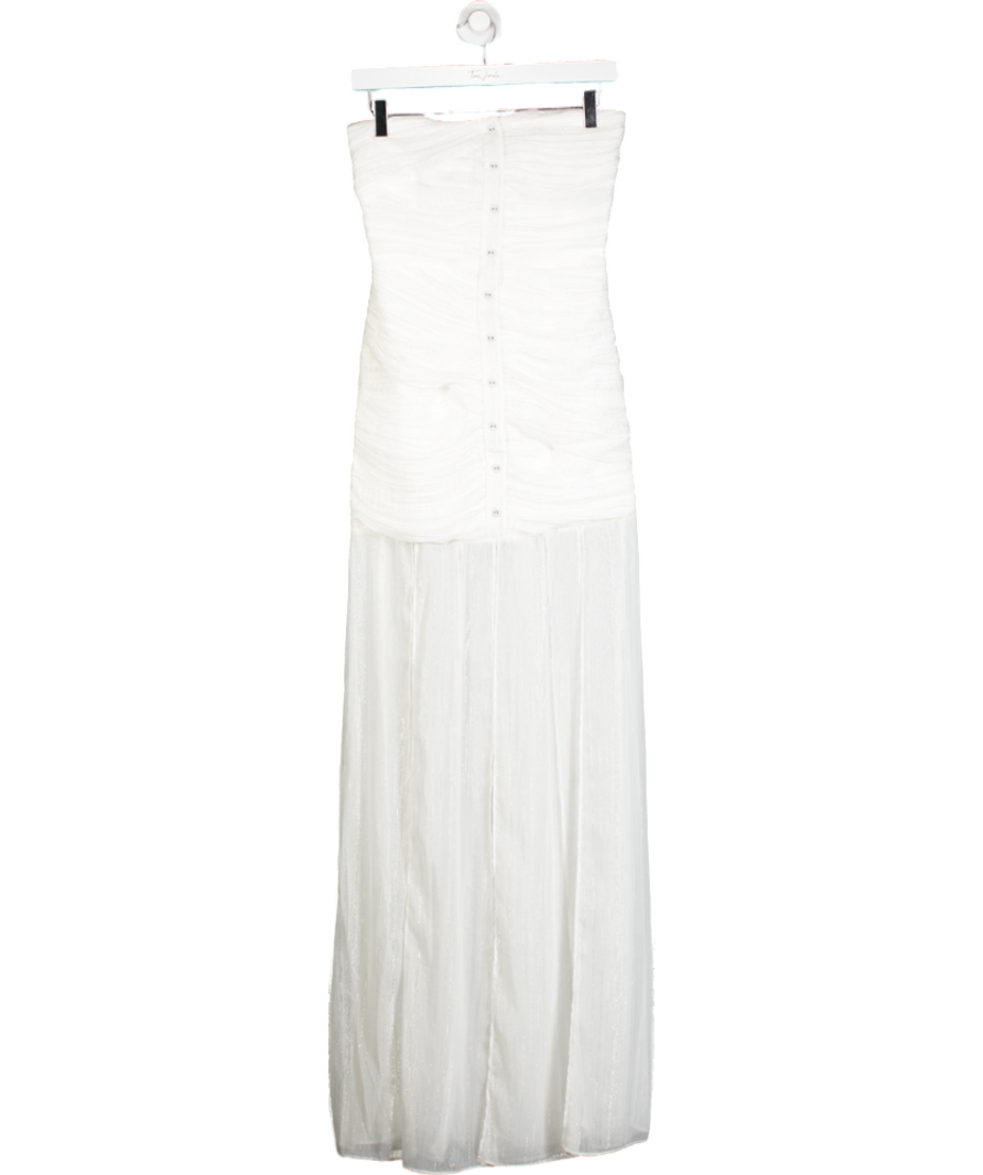 Rotate Birger Christensen White Leia Strapless Maxi Dress UK 8