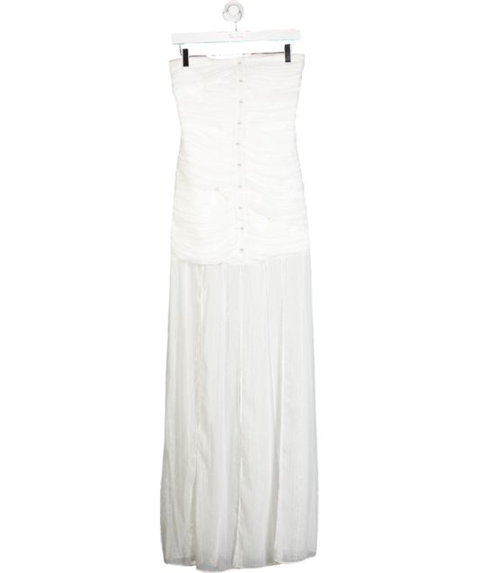 Rotate Birger Christensen White Leia Strapless Maxi Dress UK 8