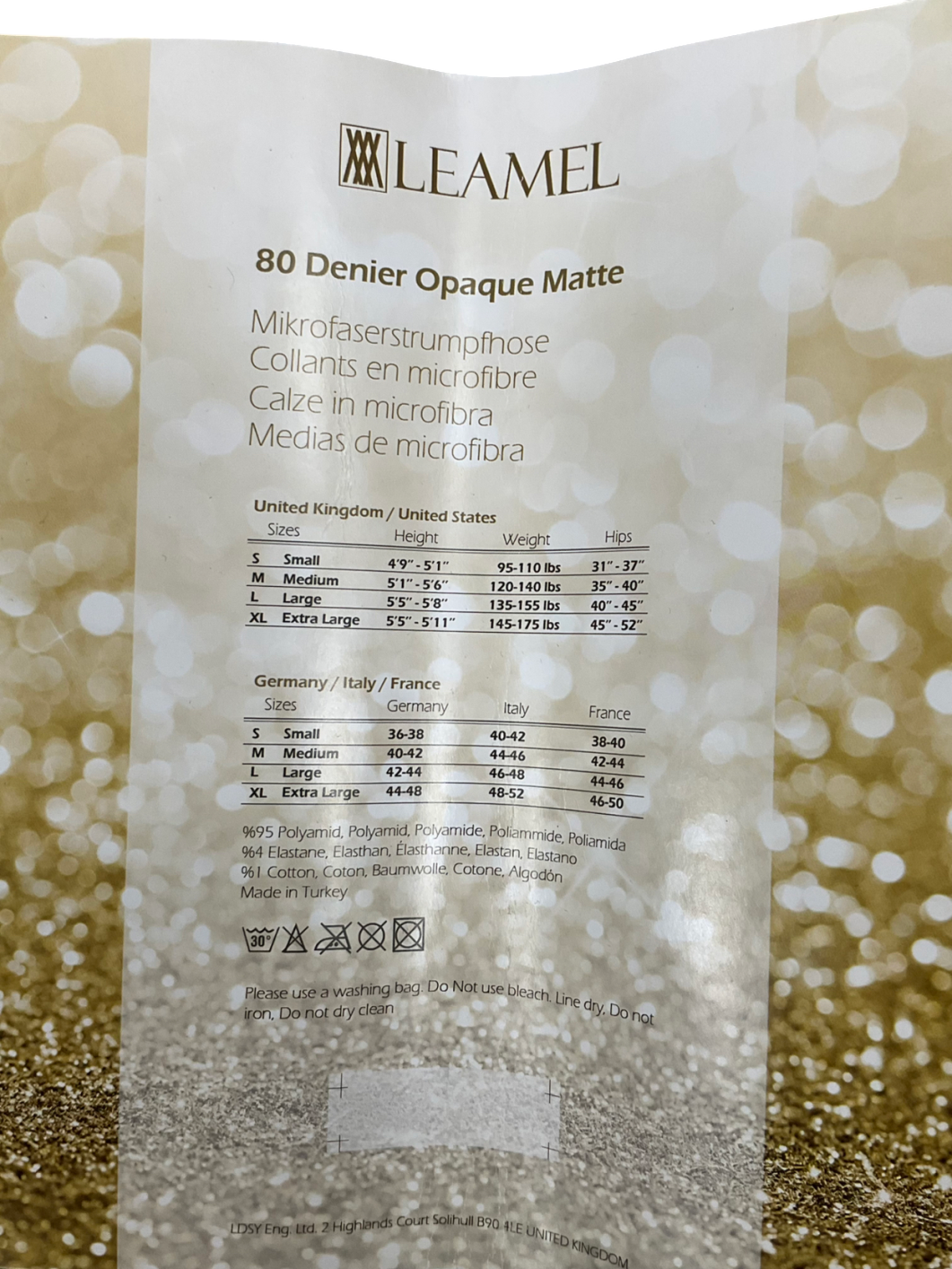 Leamel Black 80 Denier Opaque Matte Tighrs One Size