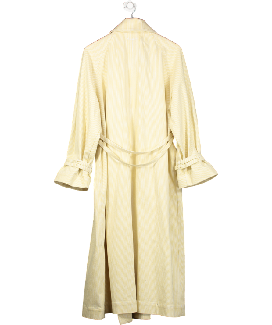 Remain Birger Christensen Yellow Striped Cotton Blend Twill Trench Coat UK XS
