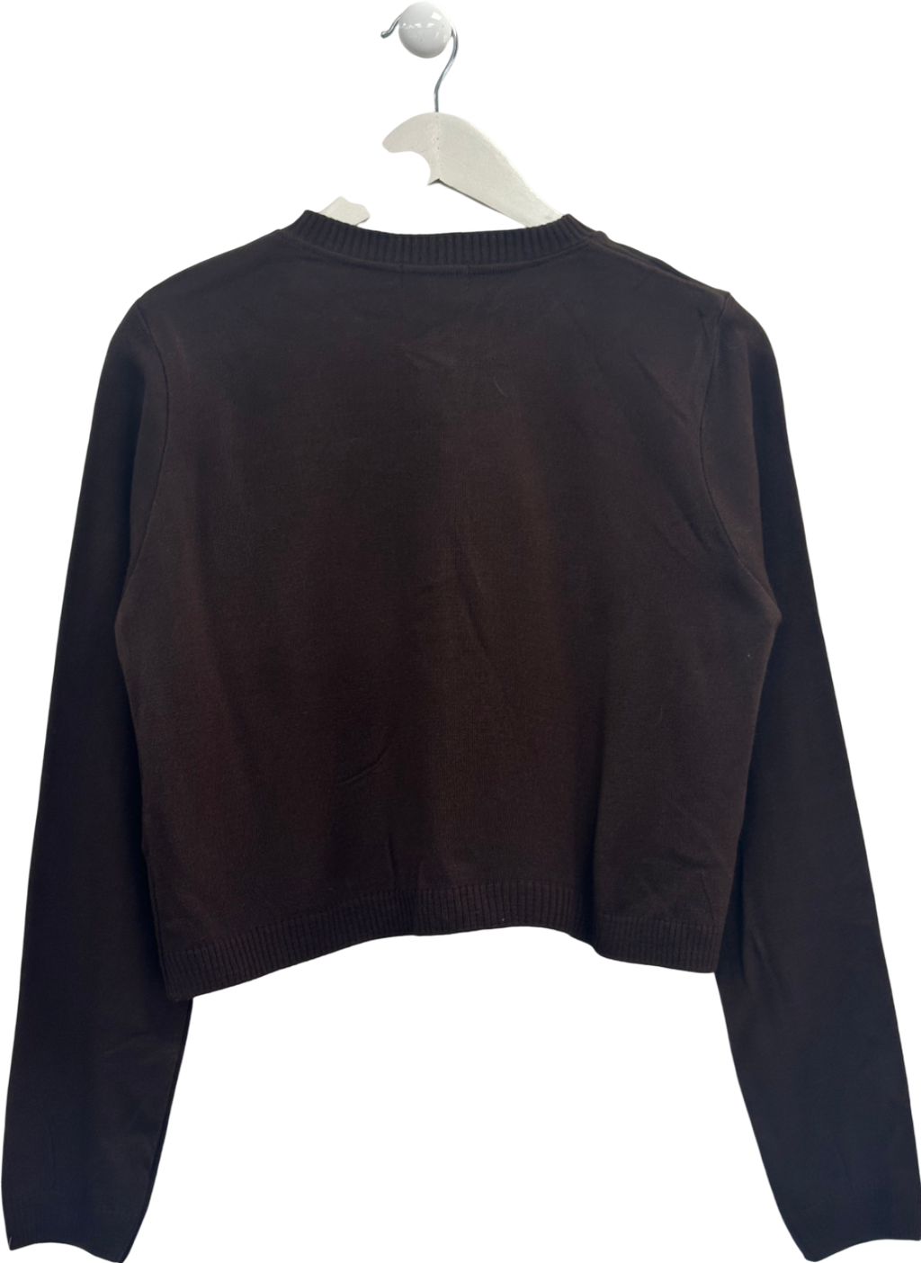 PrettyLittleThing Brown Chocolate Basic Fine Knit Button Up Cardigan UK M