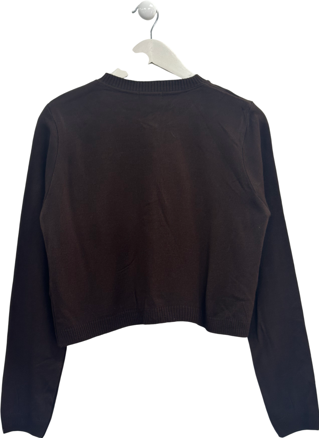 PrettyLittleThing Brown Chocolate Basic Fine Knit Button Up Cardigan UK M