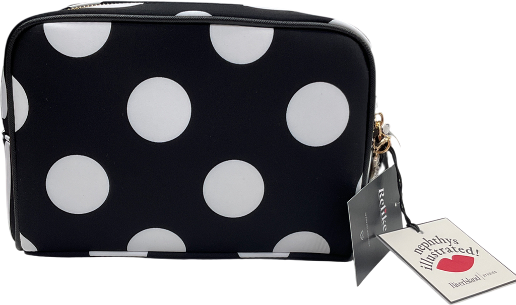 River Island Black Polka Dot Champagne O Clock Makeup Bag