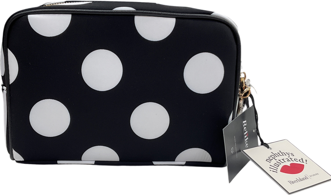 River Island Black Polka Dot Champagne O Clock Makeup Bag