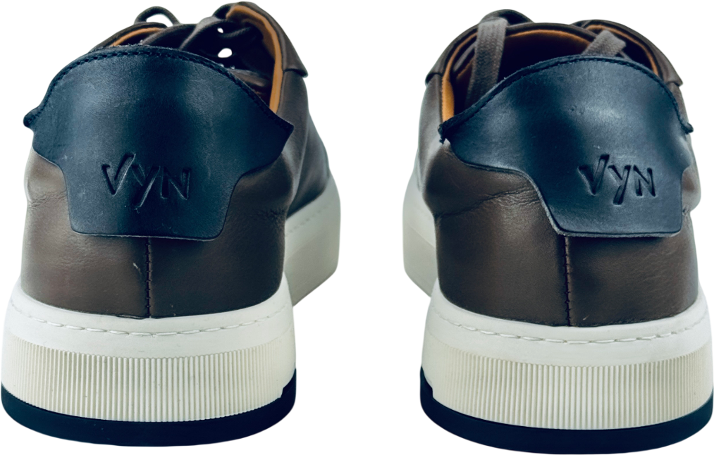 VYN SWITZERLAND Luxury Brown Italian Leather Classic Lace Up Trainers UK 10 EU 44 👞