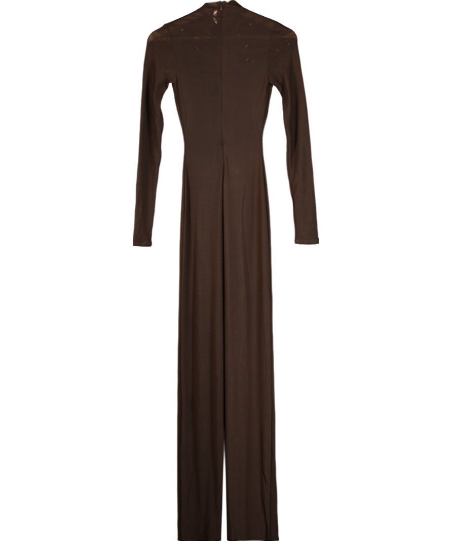 Naked Wardrobe Brown Smooth Mock Neck Maxi Dress UK S