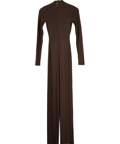 Naked Wardrobe Brown Smooth Mock Neck Maxi Dress UK S