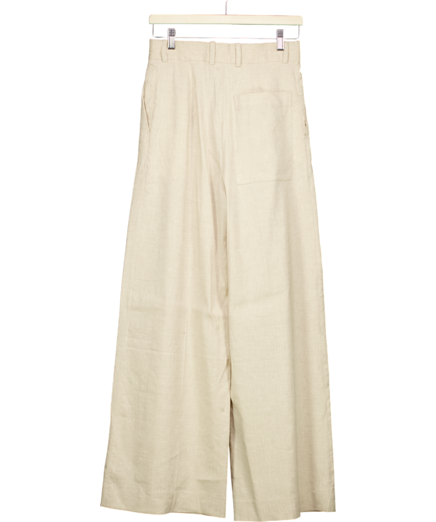 cos Beige Relaxed Tailored Linen Trousers UK 10