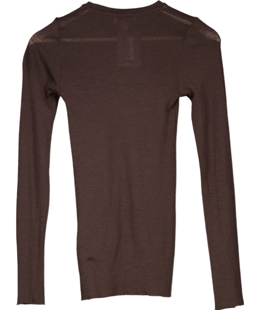 cos Brown Crew Neck Merino Wool Top UK XS